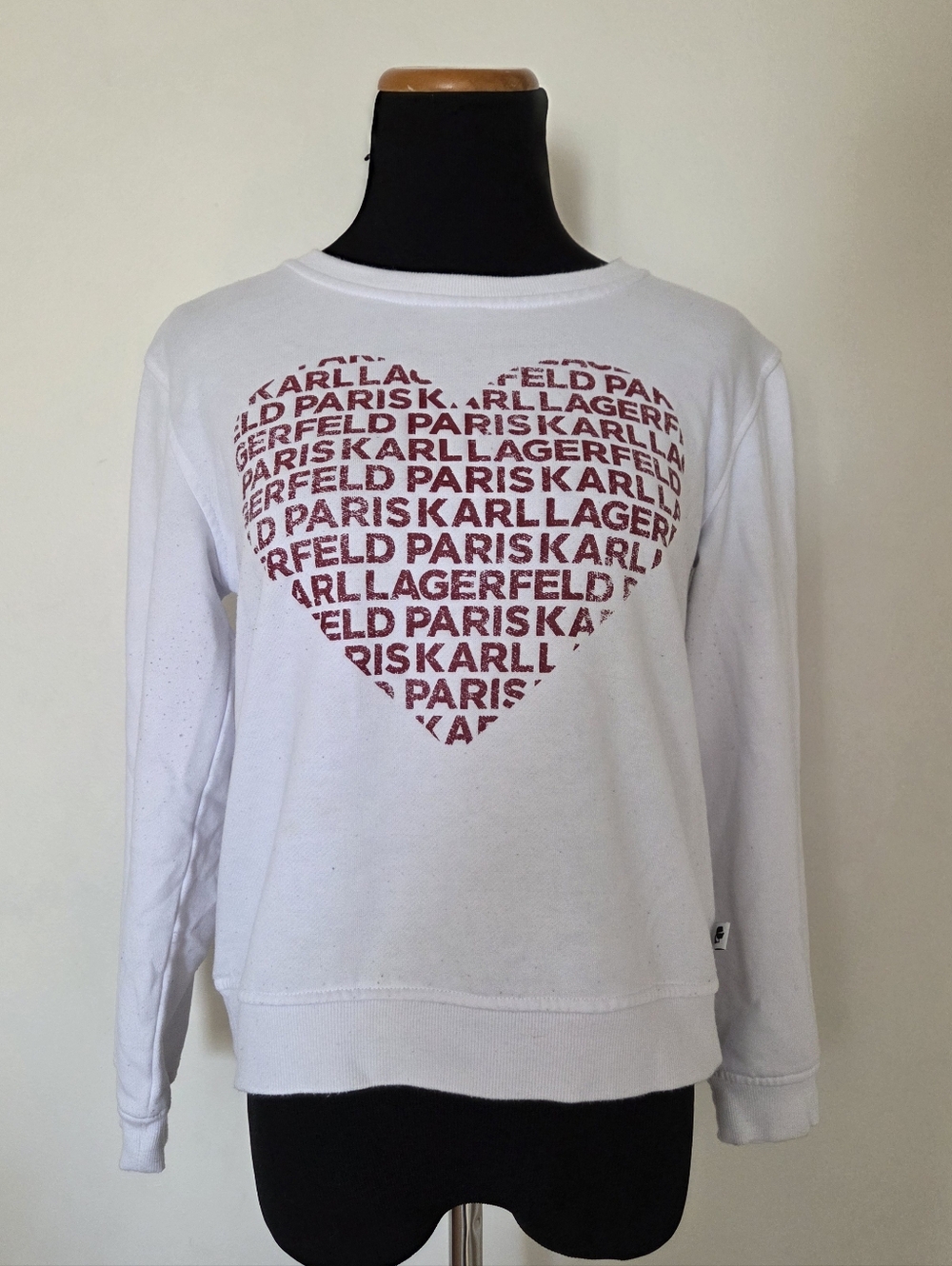 Karl Lagerfeld Paris White Heart Logo Sweatshirt Size S